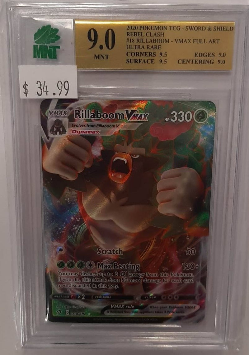 MNT - 9.0 - Rillaboom - VMAX Full Art Ultra Rare Rebel Clash - Pokemon TCG Sword & Shield Series - Destination Retro
