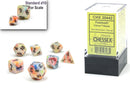 SUPPLIES - DICE - CHX 20442 Festive® Mini-Polyhedral Circus™/black 7-Die set - Destination Retro