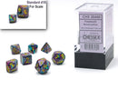 SUPPLIES - DICE - CHX 20450 Festive® Mini-Polyhedral Mosaic/yellow 7-Die set - Destination Retro