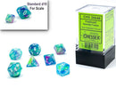 SUPPLIES - DICE - CHX 20546 Festive® Mini-Polyhedral Waterlily™/white 7-Die set - Destination Retro