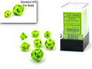 SUPPLIES - DICE - CHX 20430 Vortex® Mini-Polyhedral Bright Green/black 7-Die Set - Destination Retro