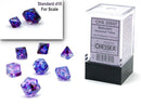SUPPLIES - DICE - CHX 20557 Nebula® Mini-Polyhedral Nocturnal™/blue Luminary™ 7-Die Set - Destination Retro