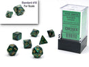 SUPPLIES - DICE - CHX 20415 Scarab® Mini-Polyhedral Jade/gold 7-Die Set - Destination Retro