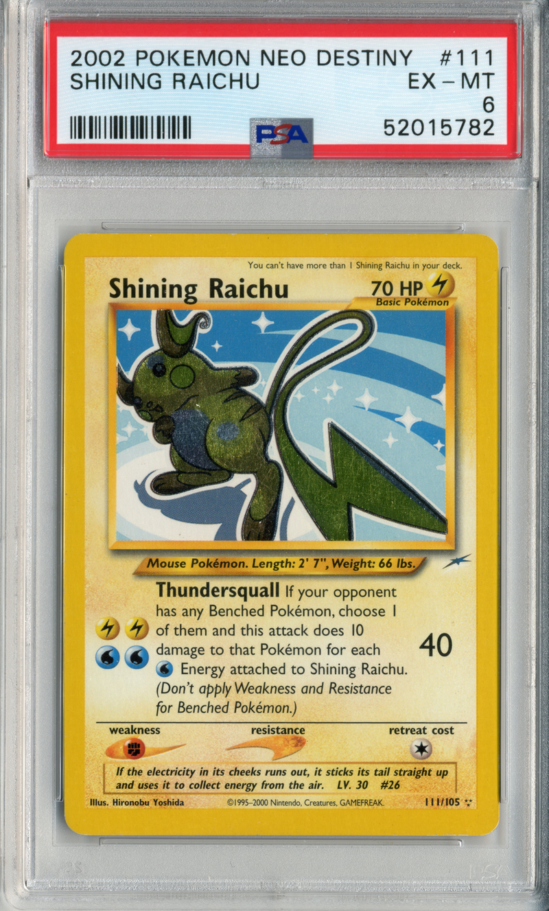 PSA - NM 7 - SHINING RAICHU - NEO DESTINY - Destination Retro