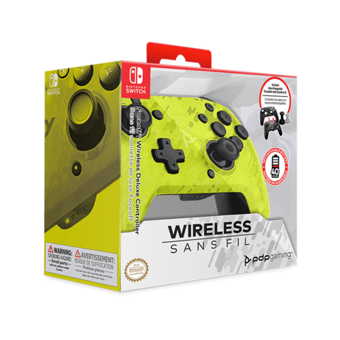 Nintendo Switch Yellow Camo Faceoff Deluxe Wireless Controller - Destination Retro