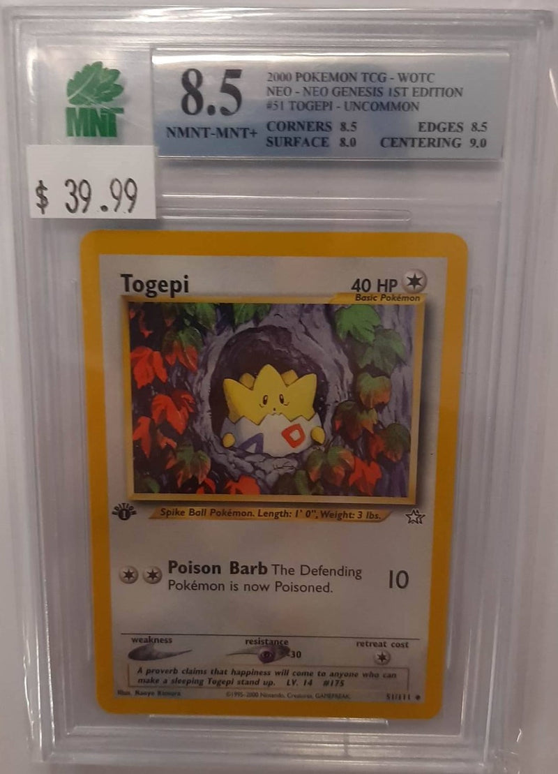 MNT - 8.5 - Togepi - Uncommon Neo Genesis 1st Edition - Pokemon TCG - Wizards of the Coast Neo Series - Destination Retro