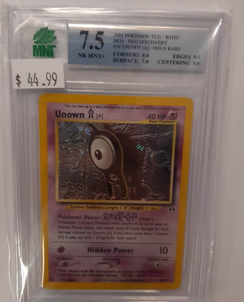 MNT - 7.5 - Unown [A] - Holo Rare Neo Discovery - Pokemon TCG  Wizards of the Coast Neo Series - Destination Retro