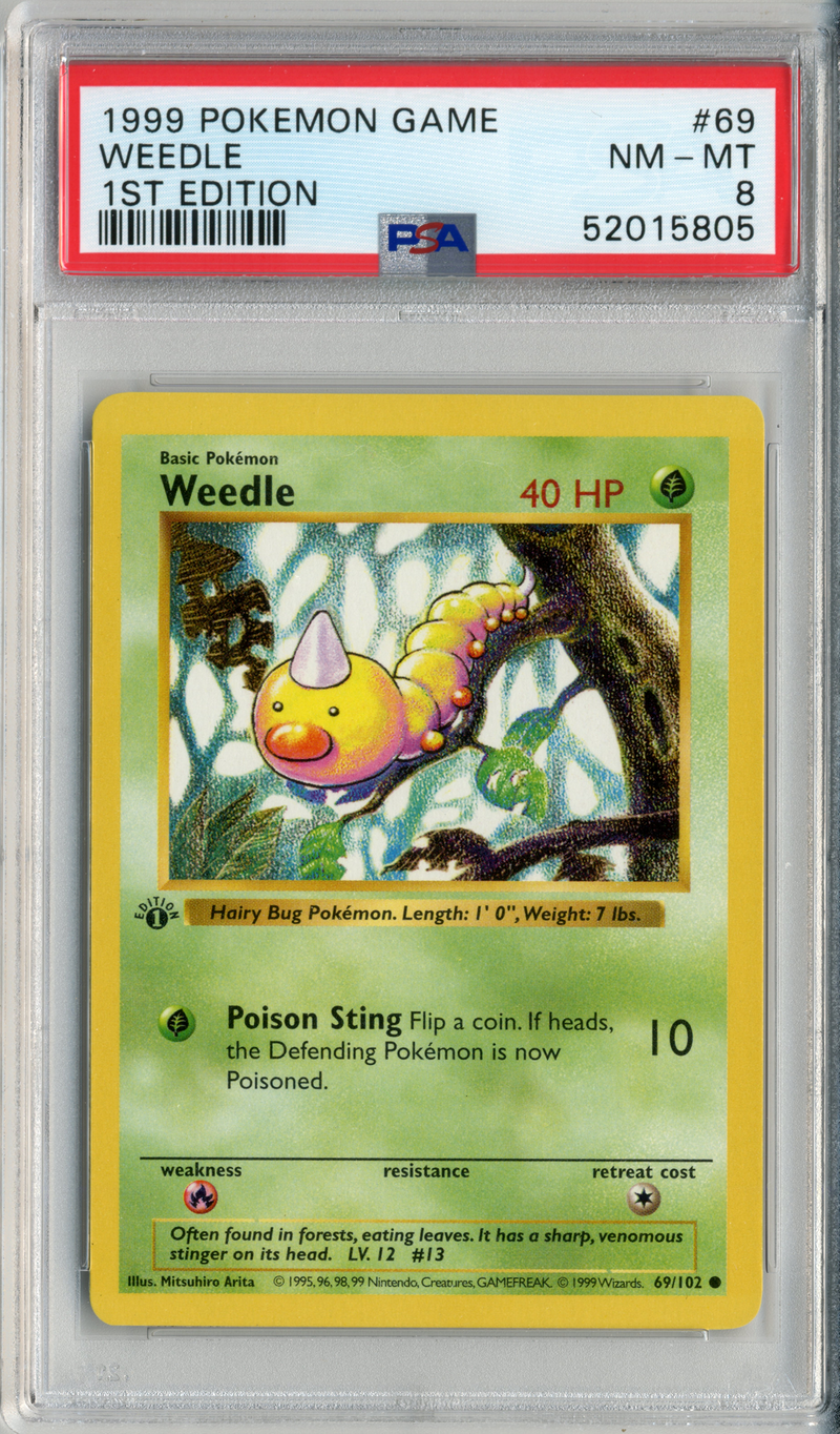 PSA - NM-MT 8 - WEEDLE - 1ST EDITION - BASE SET - Destination Retro