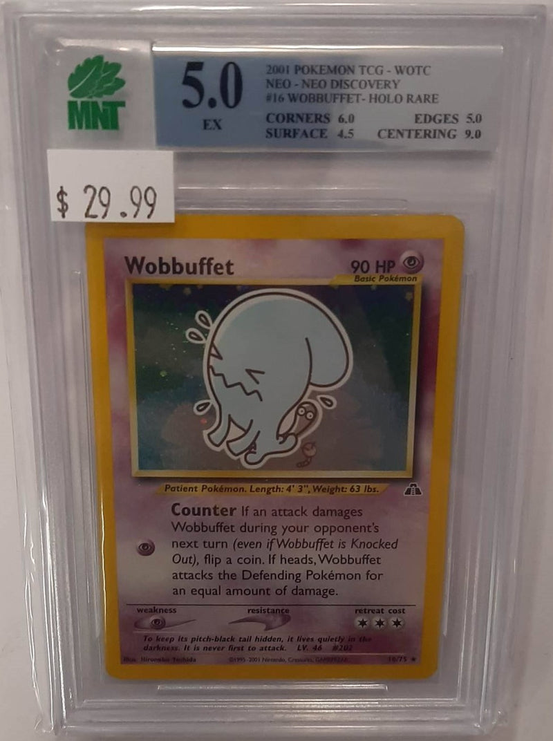 MNT - 5.0 - Wobbuffet - Holo Rare Neo Discovery - Pokemon TCG  Wizards of the Coast Neo Series - Destination Retro