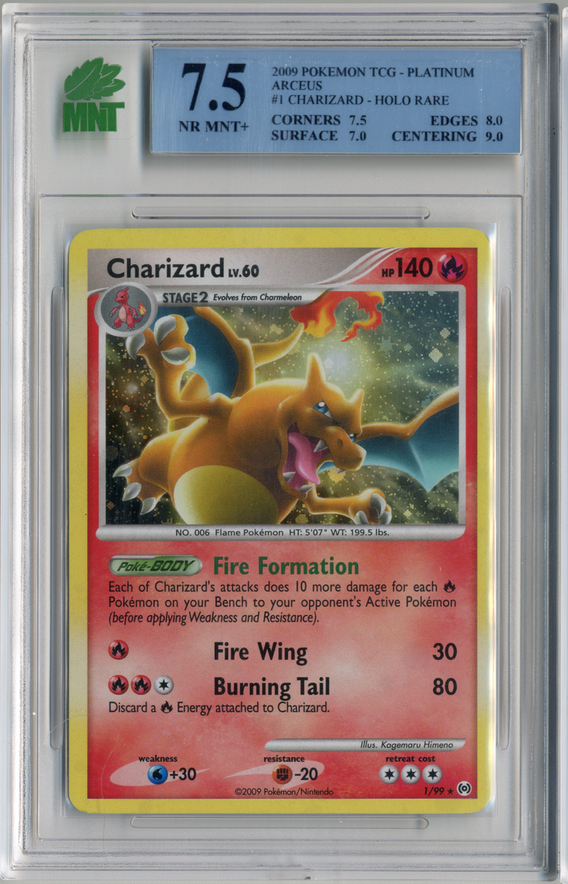 MNT - 7.5 - Charizard - Holo Rare - Platinum - Destination Retro